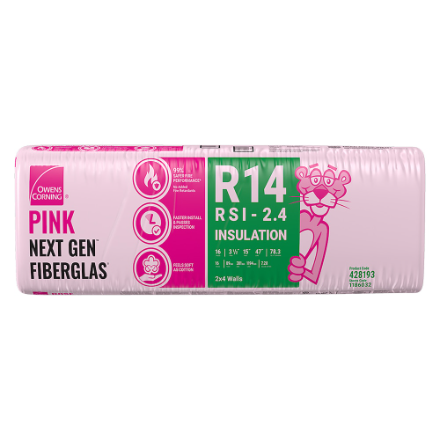Owens Corning R-14 PINK NEXT GEN™ FIBERGLAS® Insulation – 15" x 47" x 3.5" (78.3 sq. ft.)